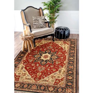 Rugsville Heriz Traditional Red & Rust Floral Hand Knotted Wool Rug 180 x 270 cm