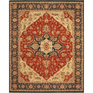 Nie Persian Heriz Red Hand Knotted Wool Rug-8' x 10'