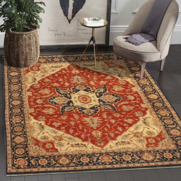 Nie Persian Heriz Red Hand Knotted Wool Rug