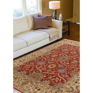 Rugsville Chevy Traditional Floral Red & Rust Natural Dyes Hand Knotted Wool Rug 180 x 180 cm