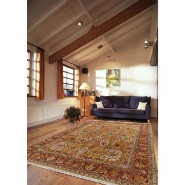  Rugsville Hand Knotted Sawai Gold Floral Traditional Wool  Rug 300 x 420 cm