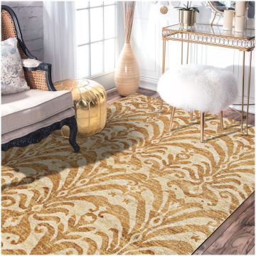 Rugsville Hand Knotted Opera Gold Silk & Wool Rug 180 x 270 cm