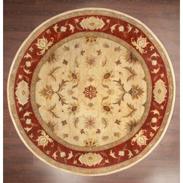 Rugsville Traditional Floral Beige Hand Knotted Wool Rug 10201