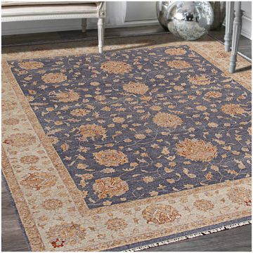 Rugsville Jeanne Traditional Floral Hand Knotted Gray Wool Rug 240 x 300 cm