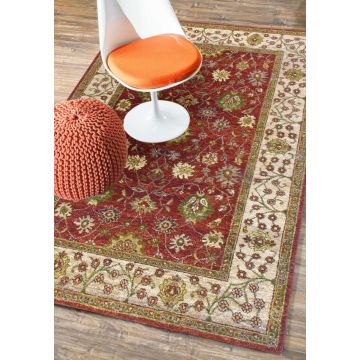 Rugsville Tomasa Traditional Vegetable Dyes Red & Rust Floral Hand Knotted Wool Rug 10306