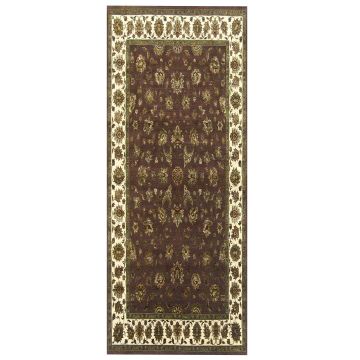 Rugsville Kohinoor Traditional Floral Brown Hand Knotted Wool Rug 120 x 360 cm Runner