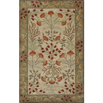 Adeline Floral Handmade Wool Area Rug -Ivory Green 270 x 360 cm