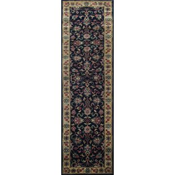 Rugsville Arrigo Traditional Black Floral Hand Knotted Wool Rug 240 x 300 cm