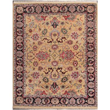 Rugsville Assisi Traditional Floral Gold Hand Knotted Wool Rug 360 x 450 cm