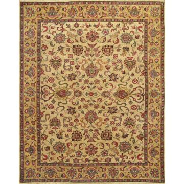 Rugsville Olivia Traditional Floral Beige Hand Knotted Wool Rug 180 x 270 cm