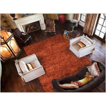 Rugsville Meo Shag Modern Solid Red Handmade Polyester Rug 60 x 90 cm