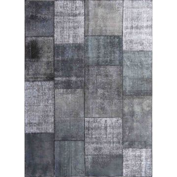 Vintage Patchwork Modern Overdyed Hand Knotted Area Rug-Multi Gray 11062 360 x 540 cm