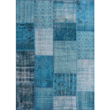 Vintage Patchwork Modern Overdyed Hand Knotted Area Rug-Capri Breeze 11068 180 x 270 cm
