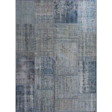 Vintage Patchwork Modern Overdyed Hand Knotted Area Rug-Cool Blue 11071 360 x 540 cm