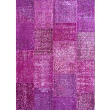 Vintage Patchwork Modern Overdyed Hand Knotted Area Rug-Cyclamen 11072 120 x 180 cm
