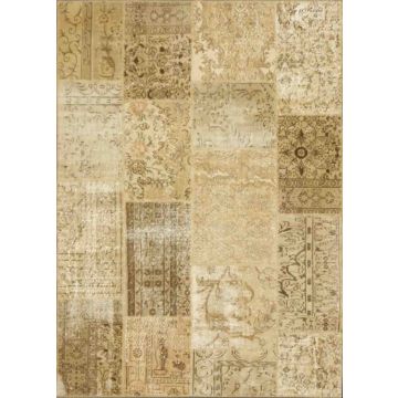 Vintage Patchwork Modern Overdyed Hand Knotted Area Rug-Lime Yellow 11078 240 x 300 cm