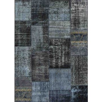 Vintage Patchwork Modern Overdyed Hand Knotted Area Rug-Ultramarine 11084 150 x 240 cm