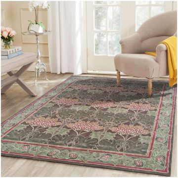 Arts & Crafts Cecil Brown Handmade Wool Area Rug 300 x 300 cm Square