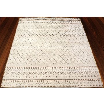 Rugsville Axelle Transitional Geometric Ivory Tufted Wool Rug 300 x 420 cm