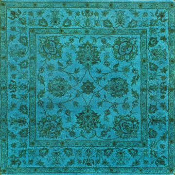 Rugsville Aloin Traditional Floral Light Blue Hand Knotted Wool Rug 120 x120 cm