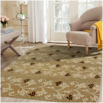 Rugsville Agate Transitional Graphic Beige Hand Knotted Wool & Silk Rug 270 x 360 cm