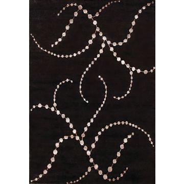 Rugsville Tibetan Modern Black Wool & Silk Rug 120 x 180 cm