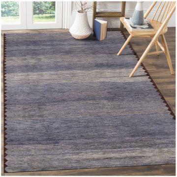 Rugsville Nomad Contemporary Blue Wool Gabbeh Rug 90 x 300 cm