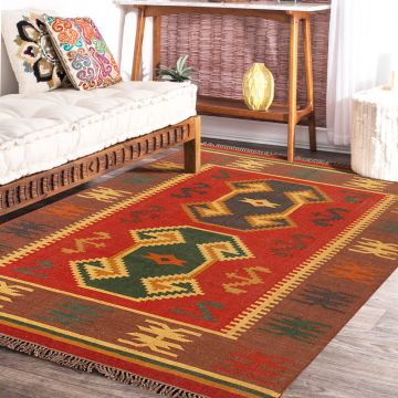Rugsville Lac Southwestern Abstract Multi Handwoven Jute Tribal Rug 150 x 240 cm