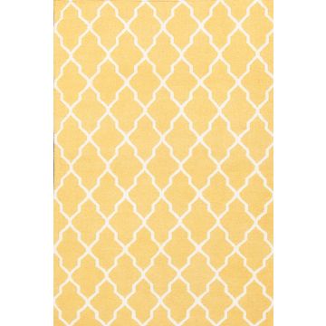 Rugsville Teresa Contemporary Geometric Yellow & Gold Handwoven Wool Rug 13654