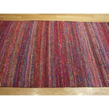 Rugsville Southwestern Multi Stripe Sari Silk Rug 80 x 240 cm