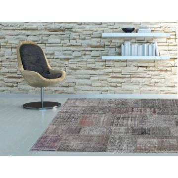 Rugsville Vintage Patchwork Gray Wool Overdyed Rug 210 x 300 cm