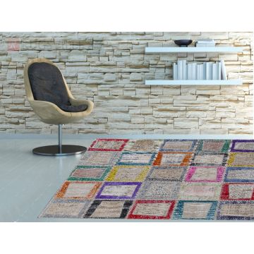 Rugsville Sisto Contemporary Patchwork Multi Hand Knotted Wool Rug 210 x 300 cm