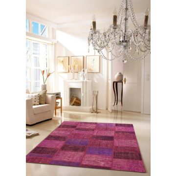 Rugsville Sisto Vintage Patchwork Hand Knotted Purple Wool Rug 210 x 300 cm
