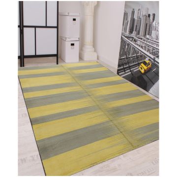 Rugsville Contemporary Yellow & Gold Flatweave Wool Rug 180 x 270 cm
