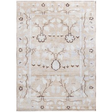 Rugsville Floral Beige Bamboo Silk Hand Knotted Rug 150 x 240 cm