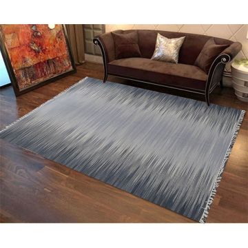 Rugsville Contemporary Gray Graphic Flatweave Wool Rug 150 x 240 cm