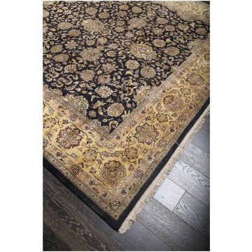 Rugsville Traditional hand Knotted Black Wool Tabriz Rug 270 x 360 cm