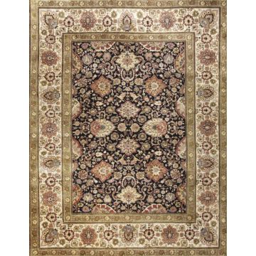 Rugsville Jewel Traditional Hand Knotted Black Wool Rug 270 x 360 cm