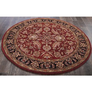 Rugsville Traditional Mahal Red & Rust Handmade Round Rug 180 x 180 cm