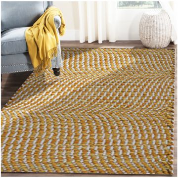 Rugsville Darya Contemporary Yellow Geometric Hand Woven Wool Rug 360 x 540 cm