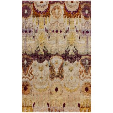 Rugsville Ikat Sari Silk Hand Knotted Tribal Rug 90 x 150 cm