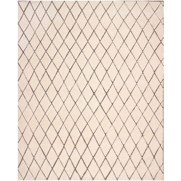 Rugsville Dara Contemporary Ivory Wool Moroccan Rug 240 x 300 cm
