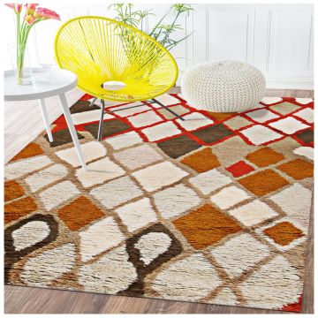 Rugsville Narqis Contemporary Multi Tile Handmade Wool Rug 120 x 180 cm