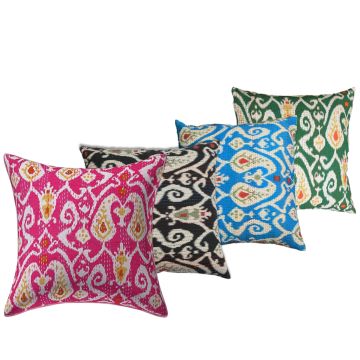 Rugsville Assorted Kantha Ikat Cotton Pillow Cover 40 x 40 cm(4 Pc Set)