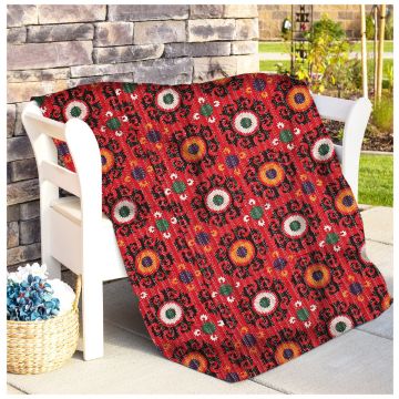 Fine Cotton Suzani Red Kantha Bedspread Quilt 150 x 225 cm