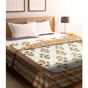 Rugsville Comforter Floral Brown Queen Size Cotton Quilt  150 x 225 cm