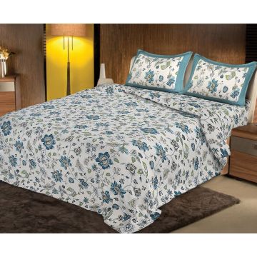 Rugsville Blossome 120 TC Fine Cotton Bedsheet With 2 Pillow Covers