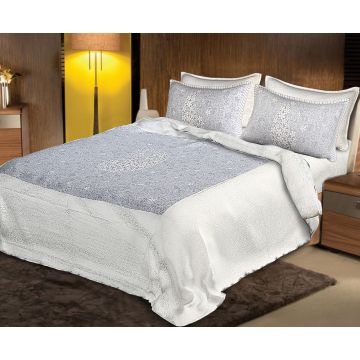 Rugsville Designer 180 TC Superfine Cotton Grey Bedsheet With 2 Pillow Covers