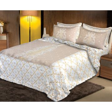 Rugsville Designer 180 TC Superfine Cotton Beige Bedsheet With 2 Pillow Covers