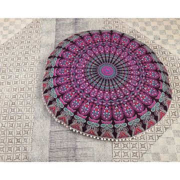 Rugsville Purple Bohemian Mandala Floor Pillow cover 80 x 80 cm